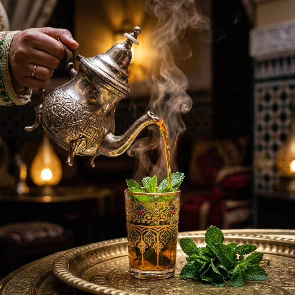 Univers Salon de Thé — thé à la menthe marocain traditionnel versé chaud
